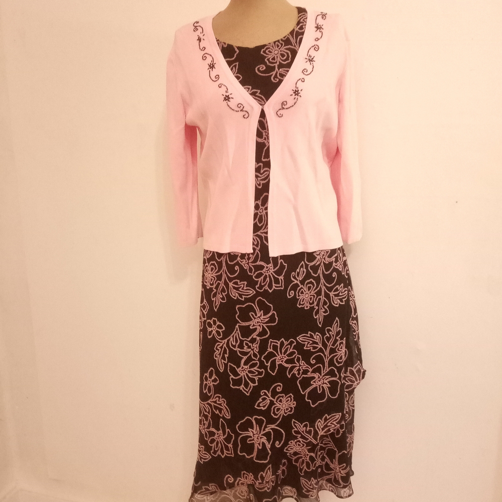 Vintage Studio One Pink and Black Floral Maxi Skirt